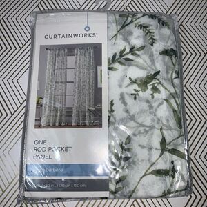 Curtainworks One Rod Pocket Panel Curtain Santa‎ Barbara Green White 51x63 New